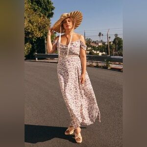 NWT Nasty Gal Lilac Floral Off the Shoulder Maxi Dress